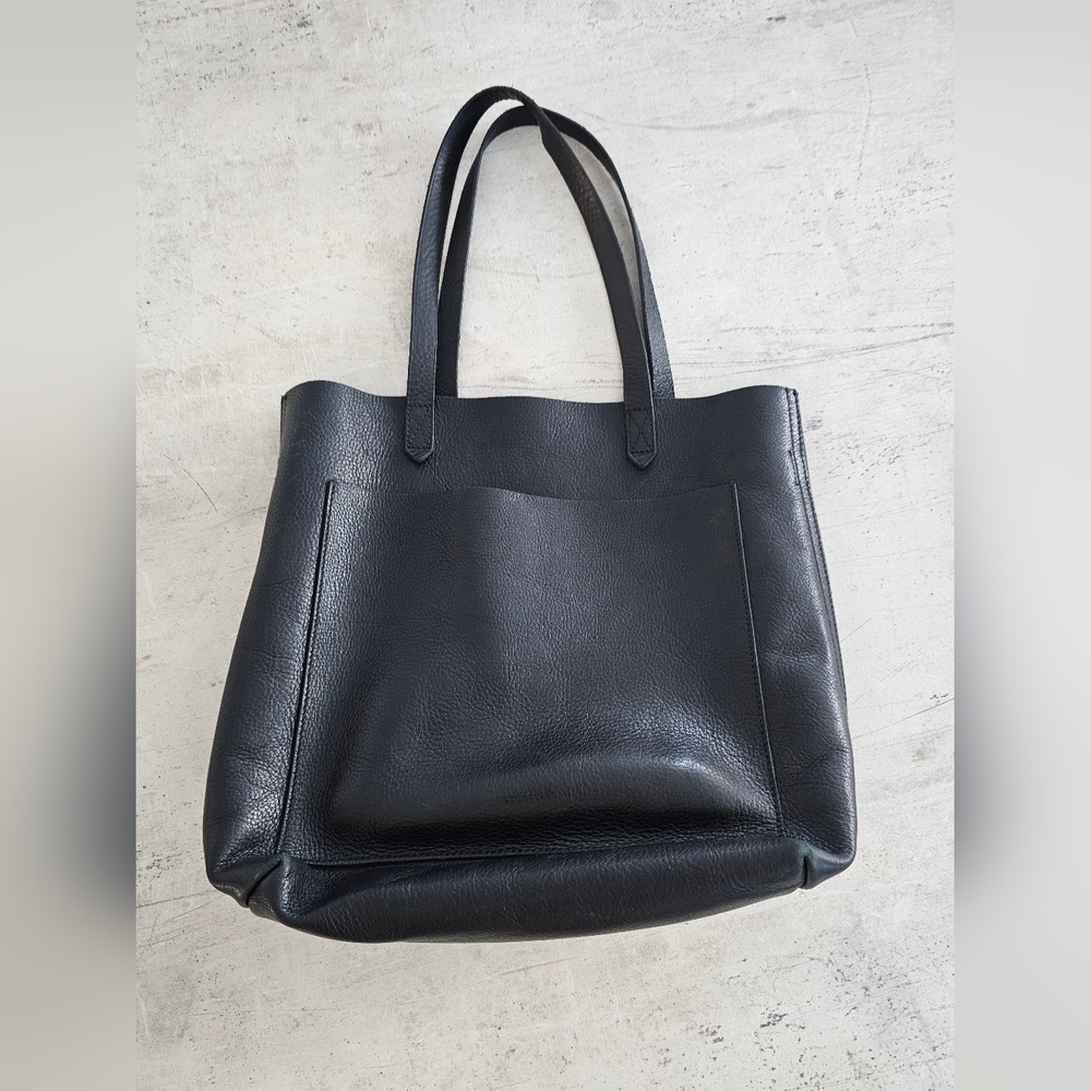 Madewell Black Leather Tote Bag